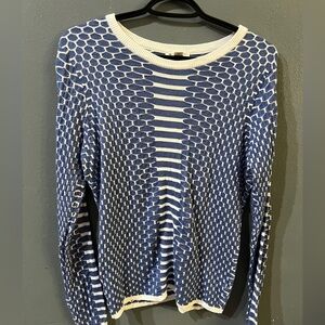 SPANNER Women's Blue and White Crewneck Sweater